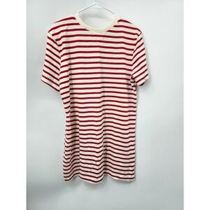Ellison Striped T-Shirt Womens Large‎ Red Cream Short Sleeve Crew Neck Cotton